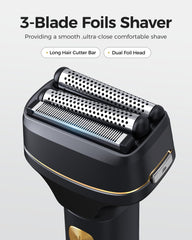 GLAKER cordless beard trimming demonstrates precise shaping during morning routine.