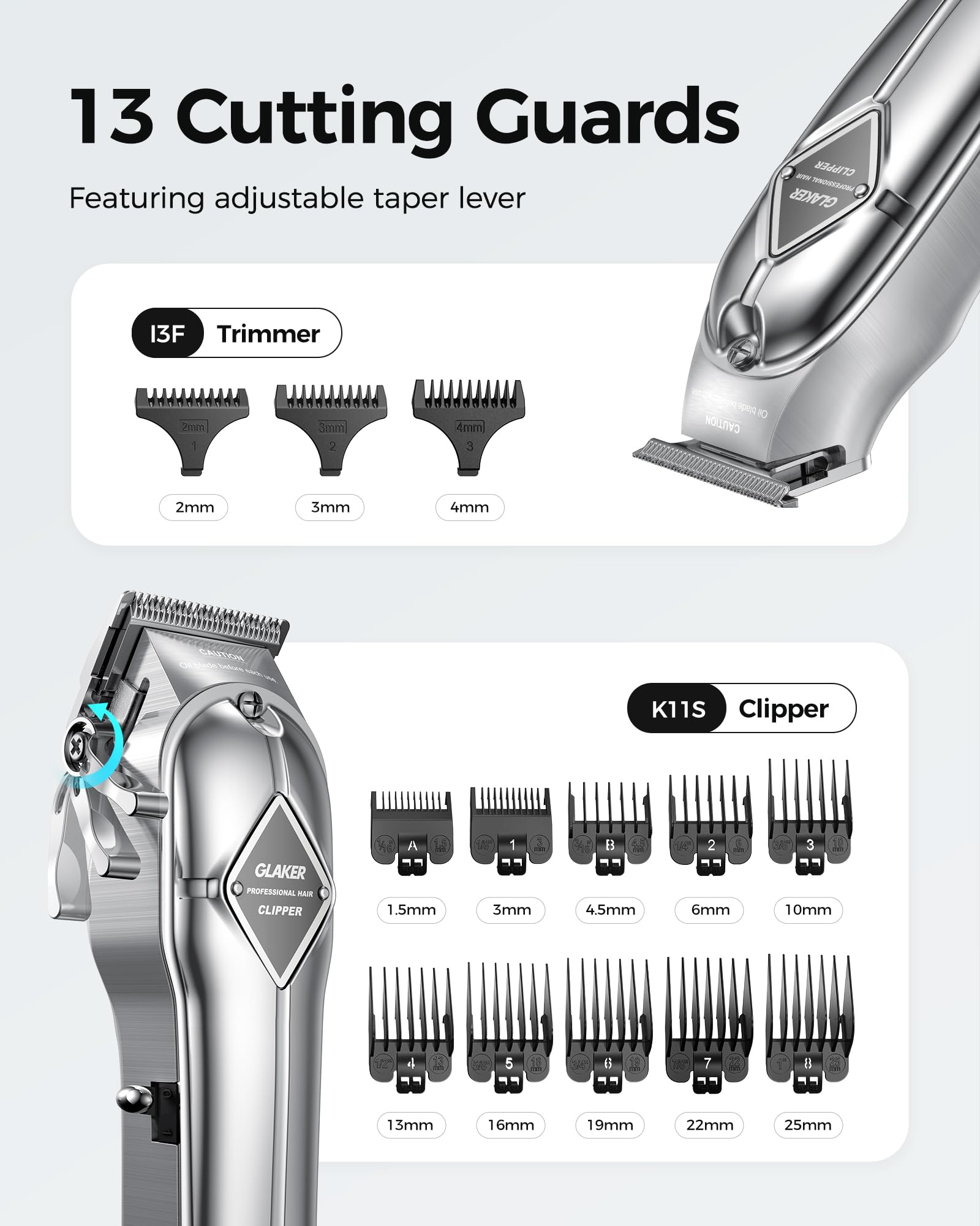GLAKER detachable liner blade aids quick cleaning and maintenance