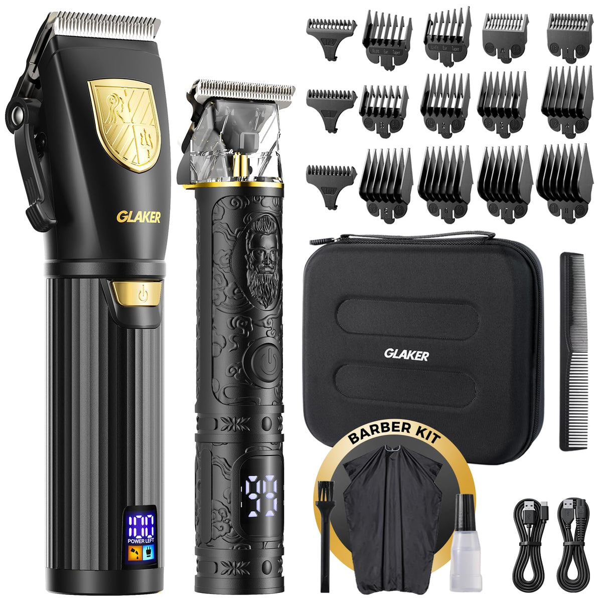 GLAKER cordless hair clippers with 6500RPM motor deliver smooth cutting power