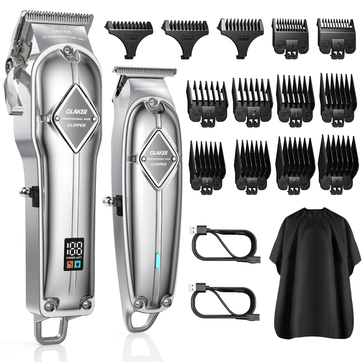 GLAKER hair clippers front view for precise home haircuts and fades