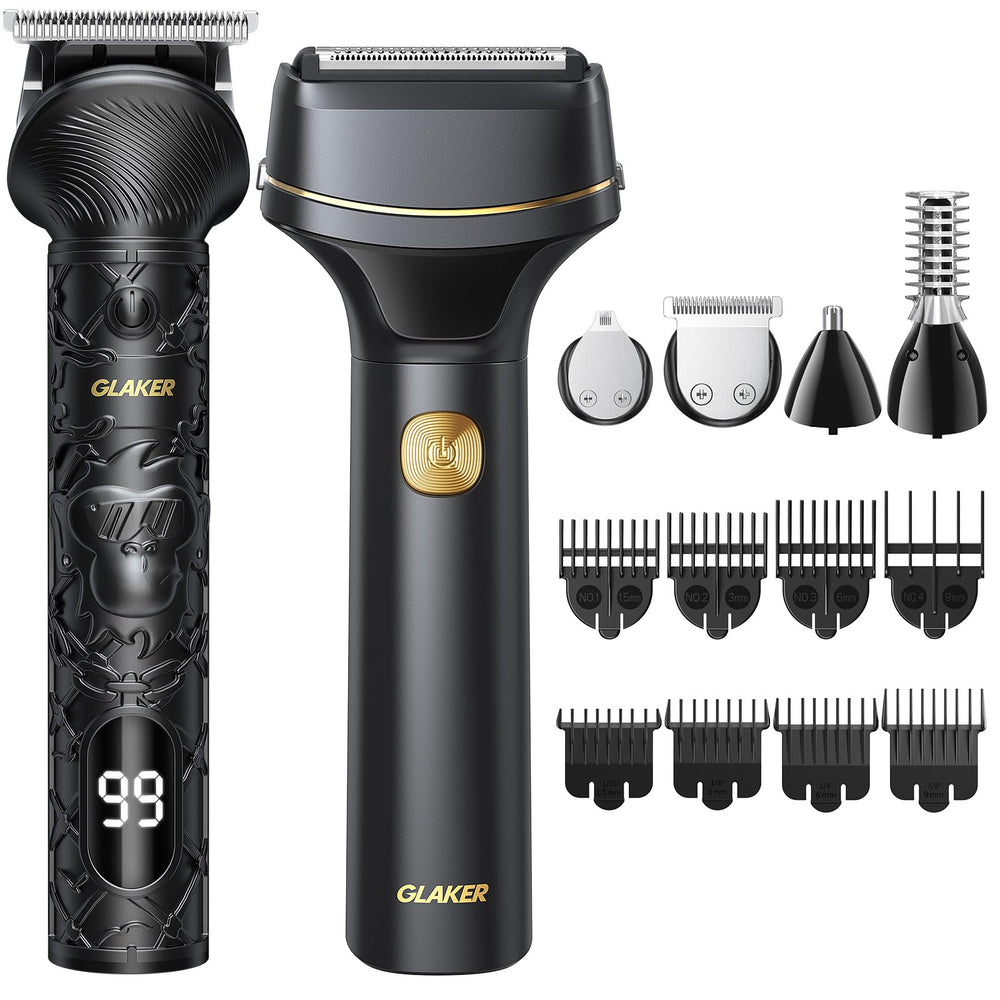 GLAKER Hair Clippers front view shows cordless convenience for quick home grooming.