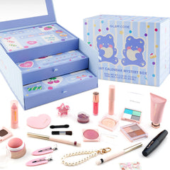 Glam Code 24-day advent calendar blue box opens daily beauty surprises for festive joy.