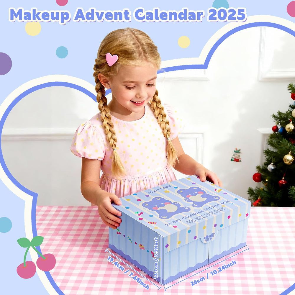 Glam Code advent calendar contents show eyeshadow blush lipstick for quick daily looks.