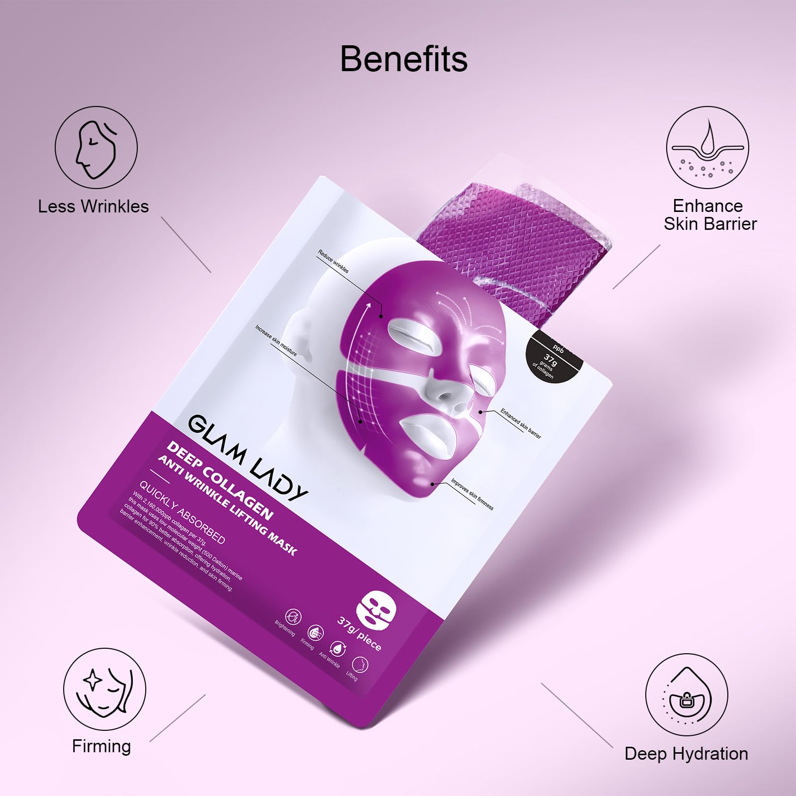 Glam Lady Bio-Collagen Mask patch on skin during night routine for hydration