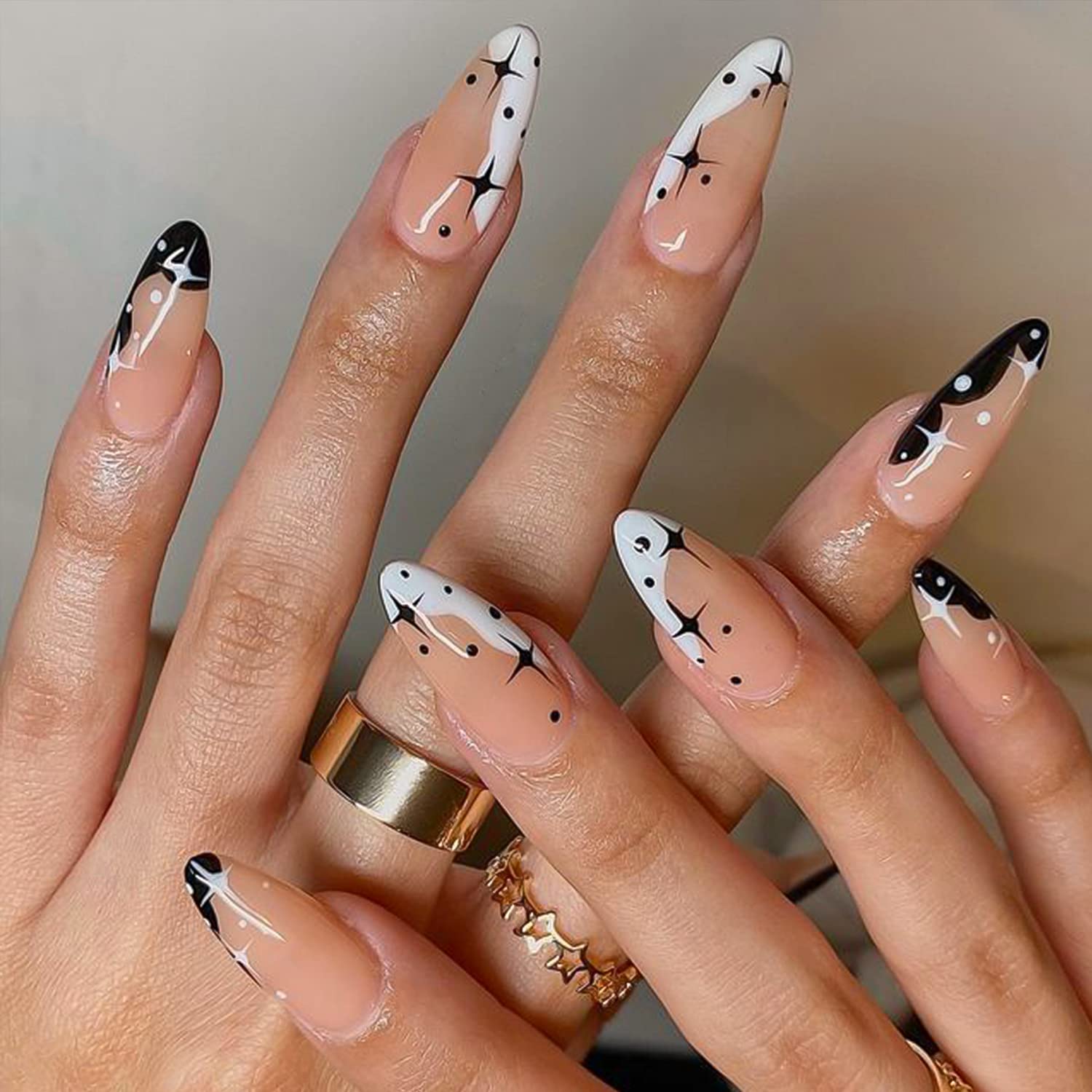 GLAMERMAID moon star design nails celestial accent for gothic chic looks