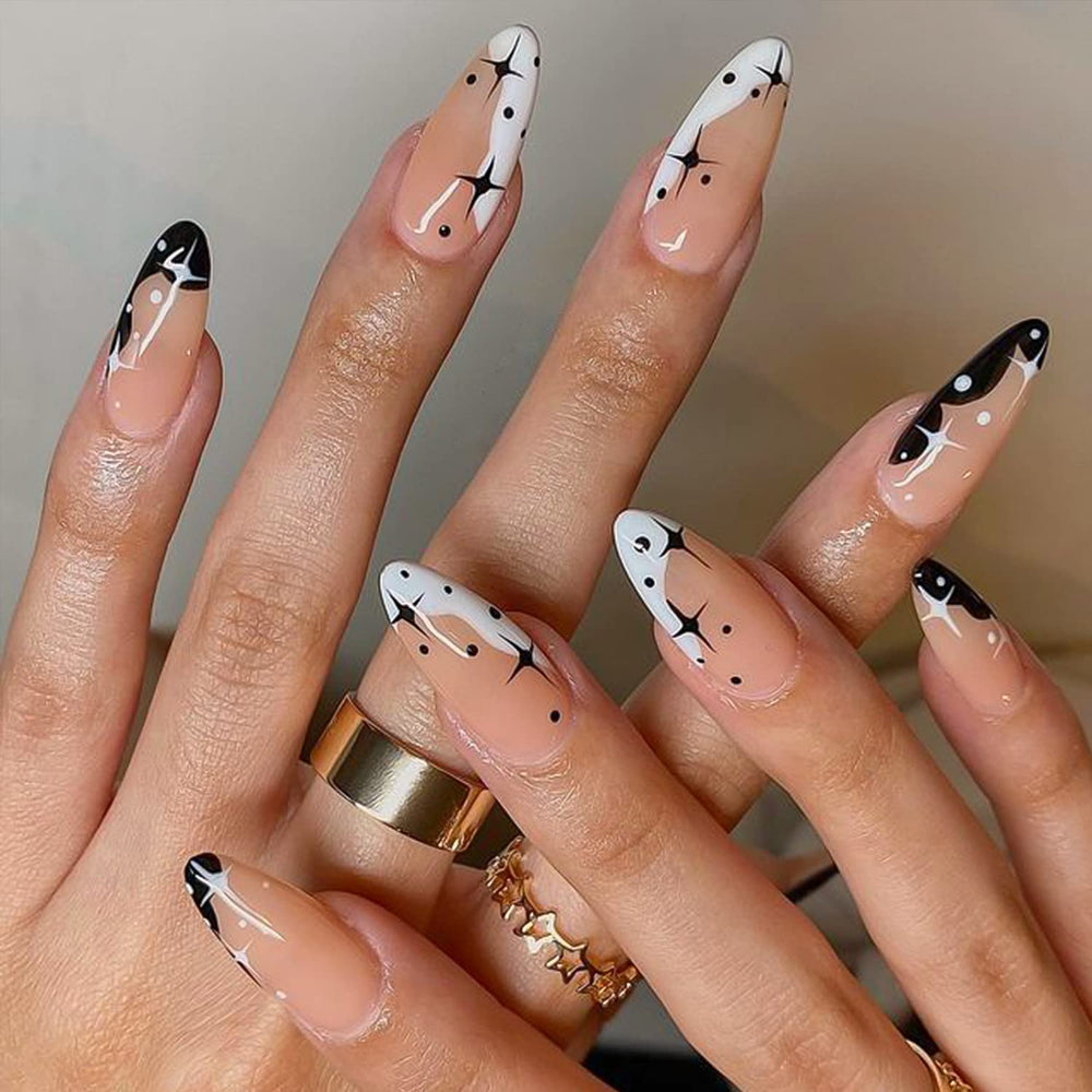 GLAMERMAID moon star design nails celestial accent for gothic chic looks