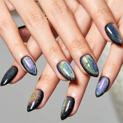 GLAMERMAID Ombre Glitter Magnetic nails display a sparkling gradient effect.