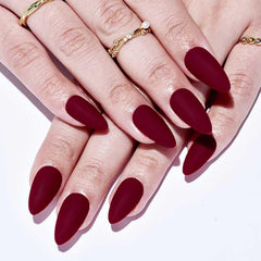 GLAMERMAID stiletto dull deep red nails for dramatic style and easy wear