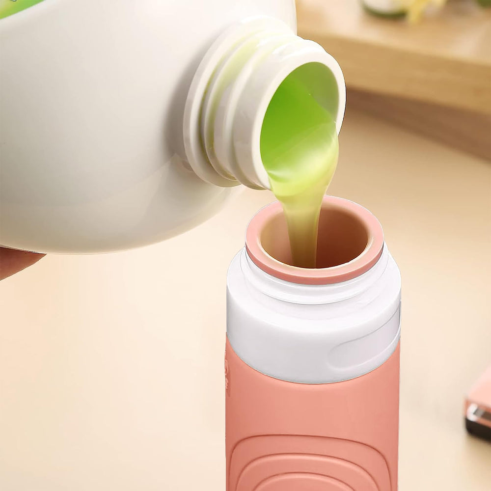 GLAMFIELDS BPA-free silicone bottles offer safe, flexible squeezing for easy dispensing.