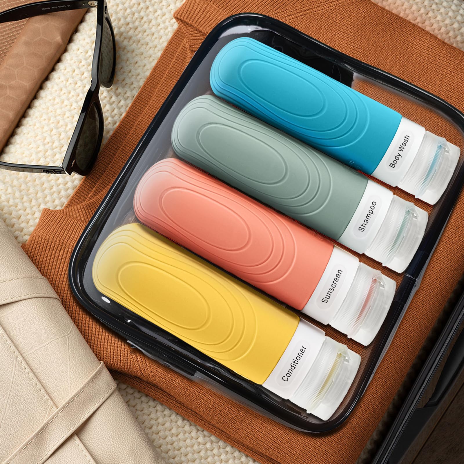 GLAMFIELDS leak-proof system keeps contents contained and luggage organized on journeys.