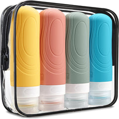 GLAMFIELDS travel bottles with leak-proof no-drip valve for spill-free transit.