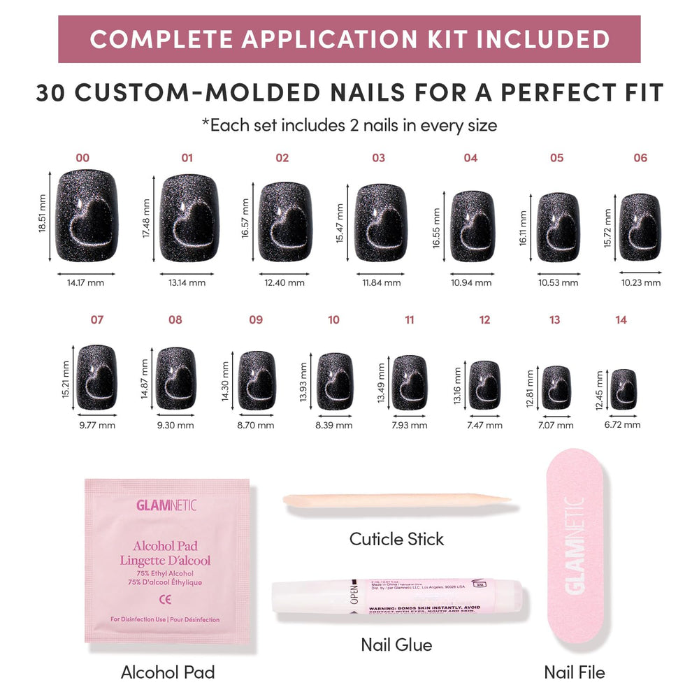Glamnetic Midnight Romance wear preview demonstrates up-to-two-week durability and easy customization.