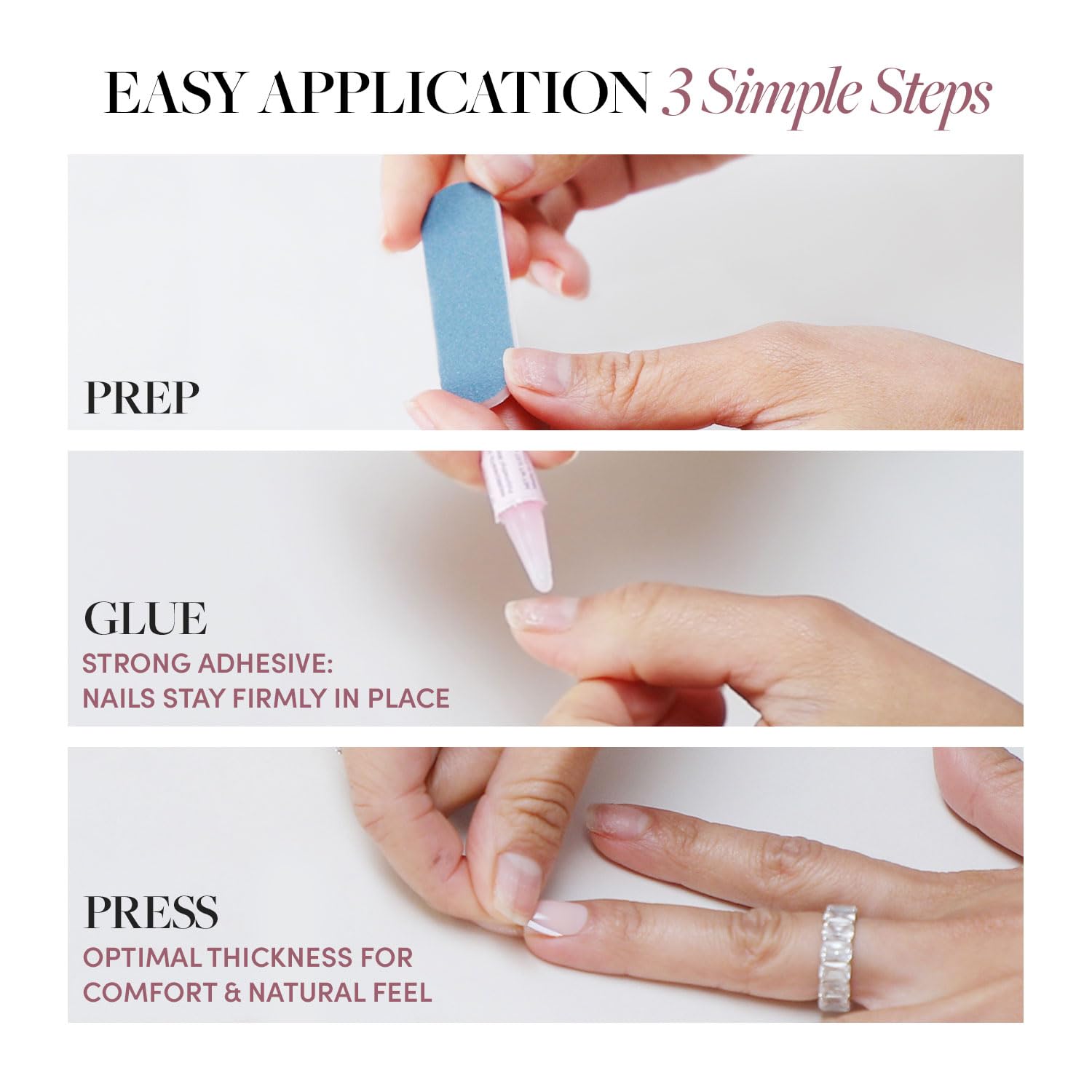 Glamnetic Pistachio Crème nails kit contents simplify at-home manicure.