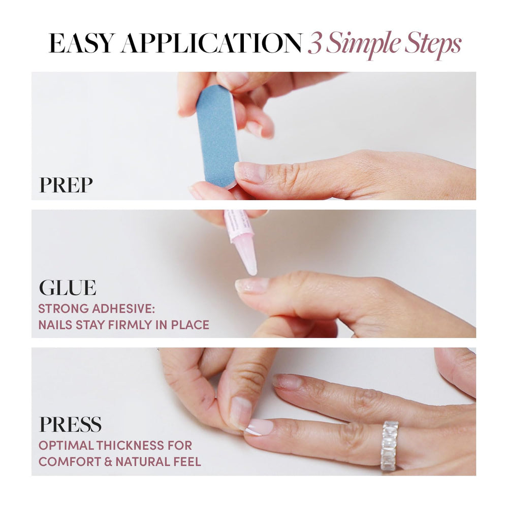 Glamnetic Pistachio Crème nails kit contents simplify at-home manicure.