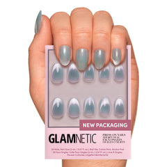 Glamnetic Unicorn Tears nails set in misty gray for versatile day-to-night style
