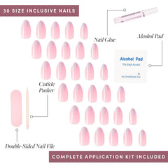 Glamnetic Winter Storm 30 nails in 15 sizes with storage box and extras for organization.