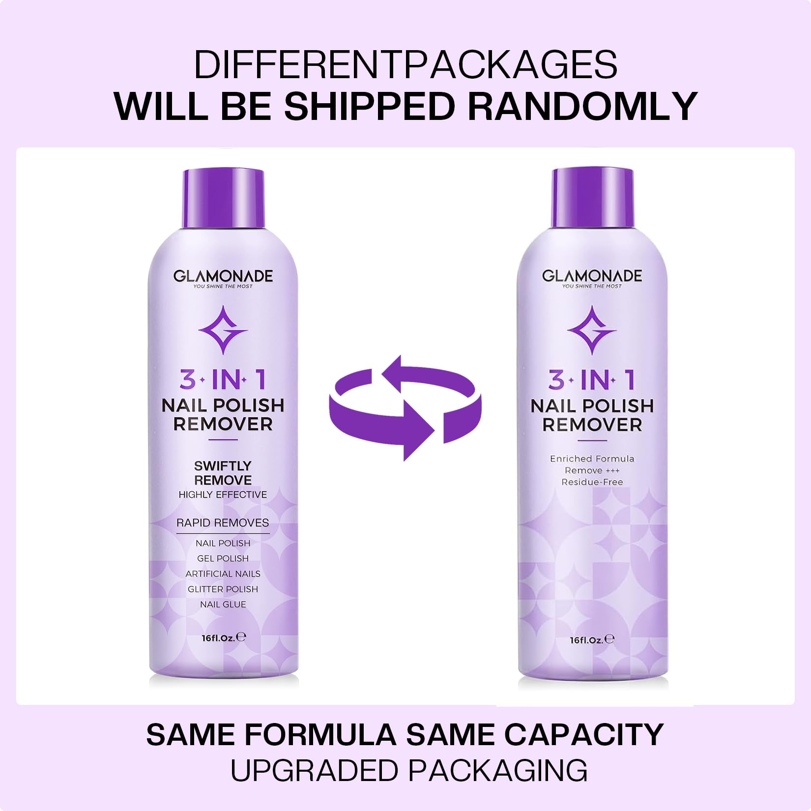 Glamonade 16 oz label emphasizes professional-grade size for home use.