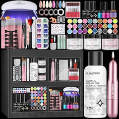 Glamonade acrylic nail kit beginners set closeup showing all-in-one tools for at-home nails