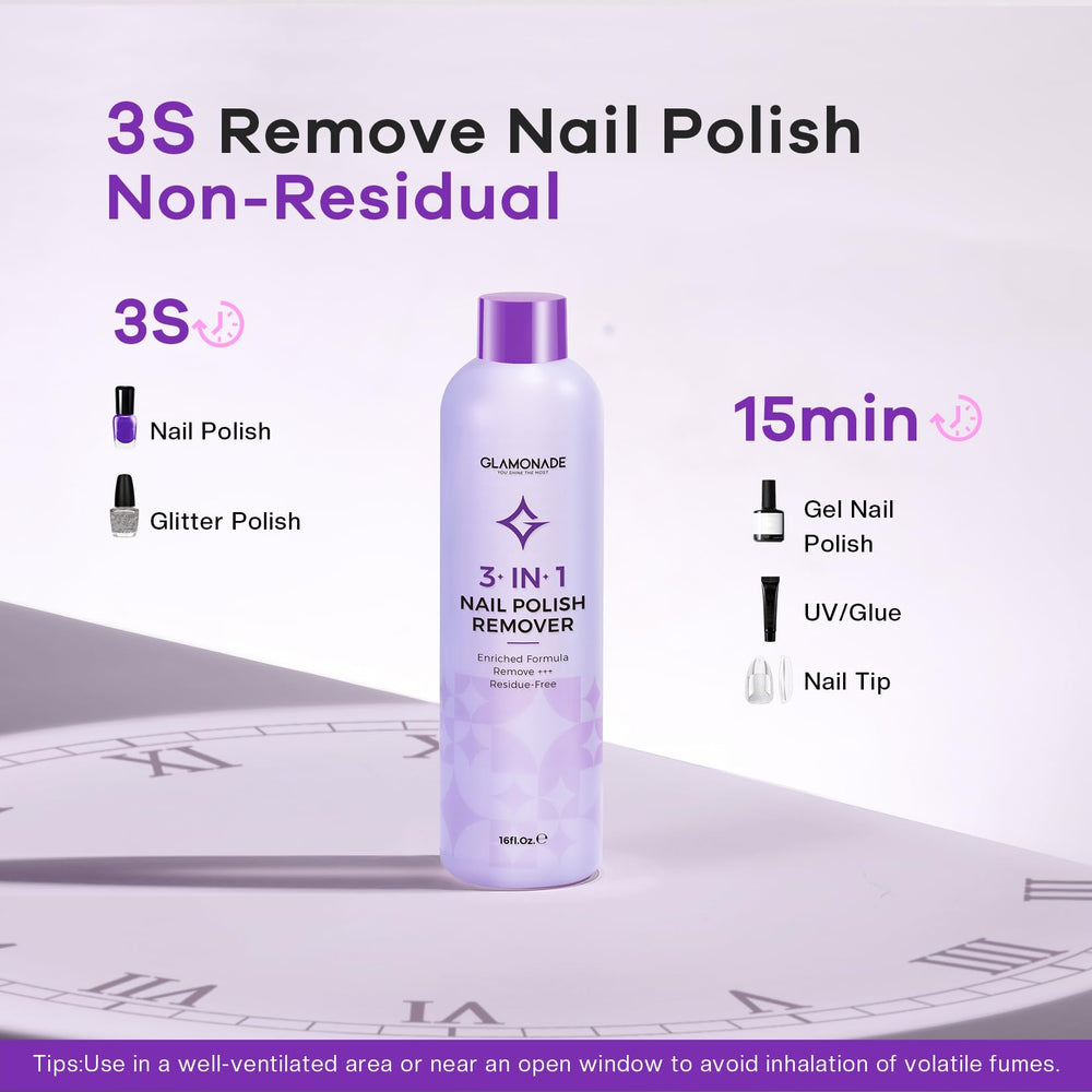 Glamonade dip powder removal action showing quick gel polish breakdown.