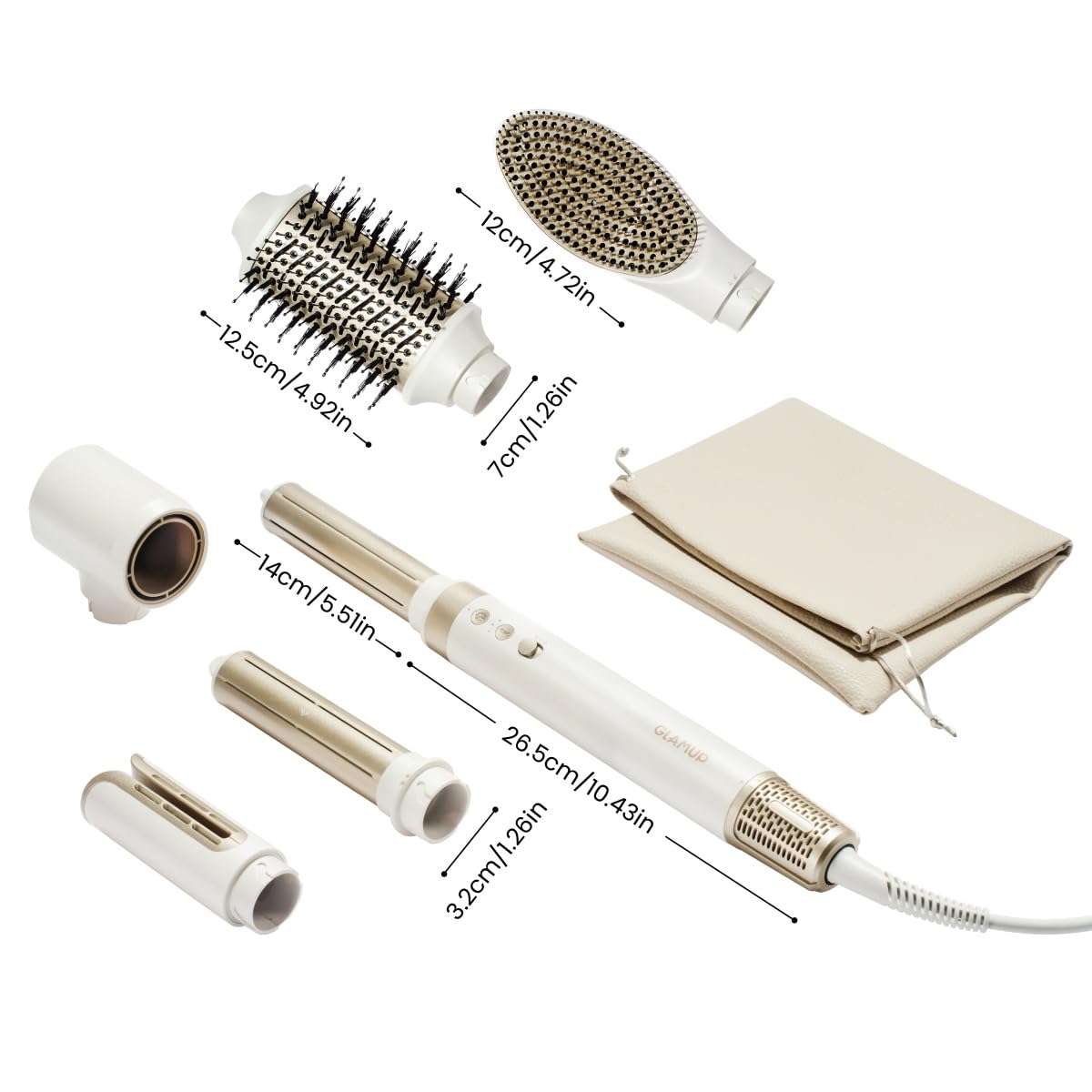 GlamUp GLAMUP 6 in 1 hot air styler travel bag showcases travel-friendly storage.