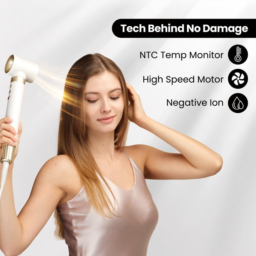 GlamUp GLAMUP 6 in 1 hot air styler volumizer emphasizes lift and body with waves.