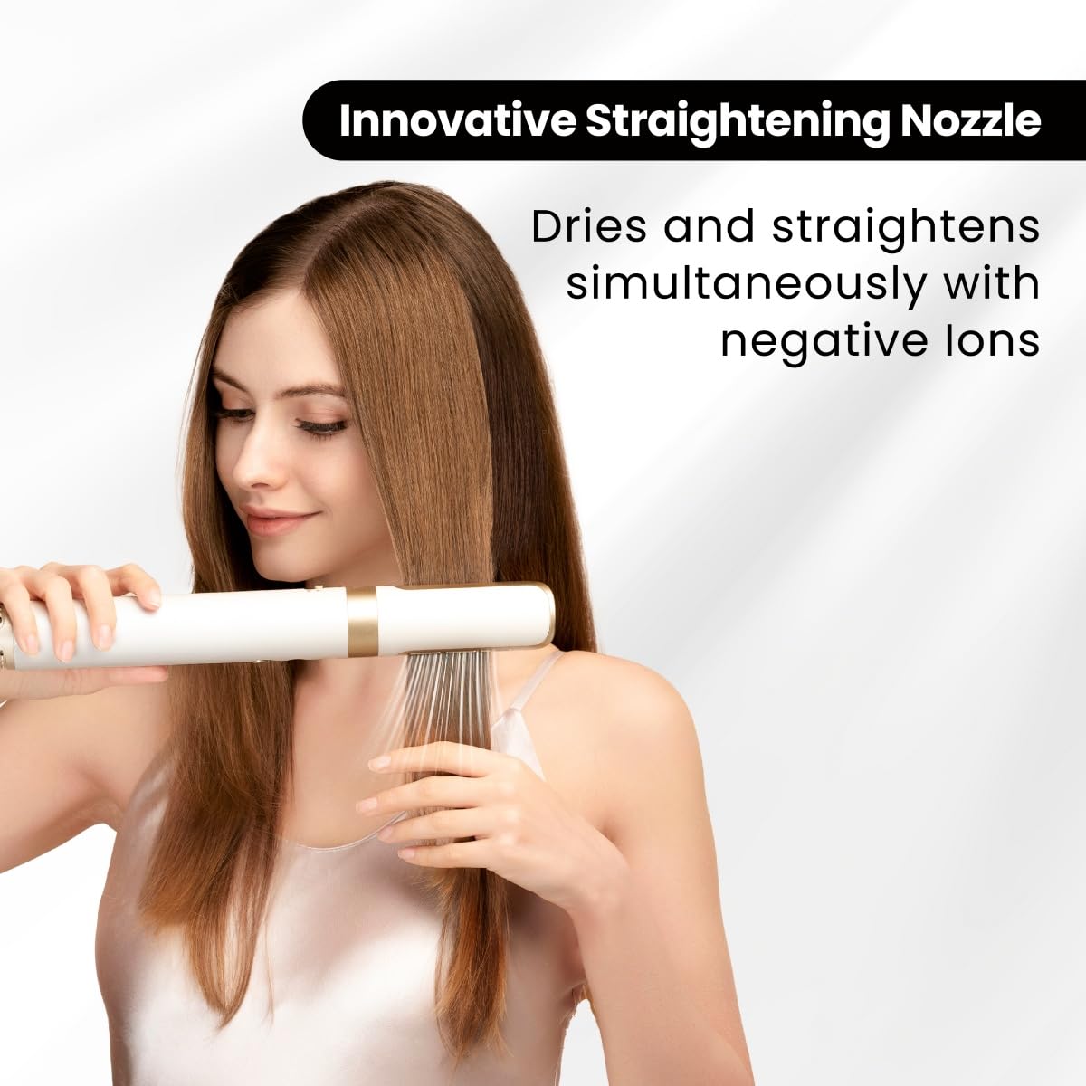 GlamUp GLAMUP 6 in 1 hot air styler wrap curlers shows smooth curling for defined waves.