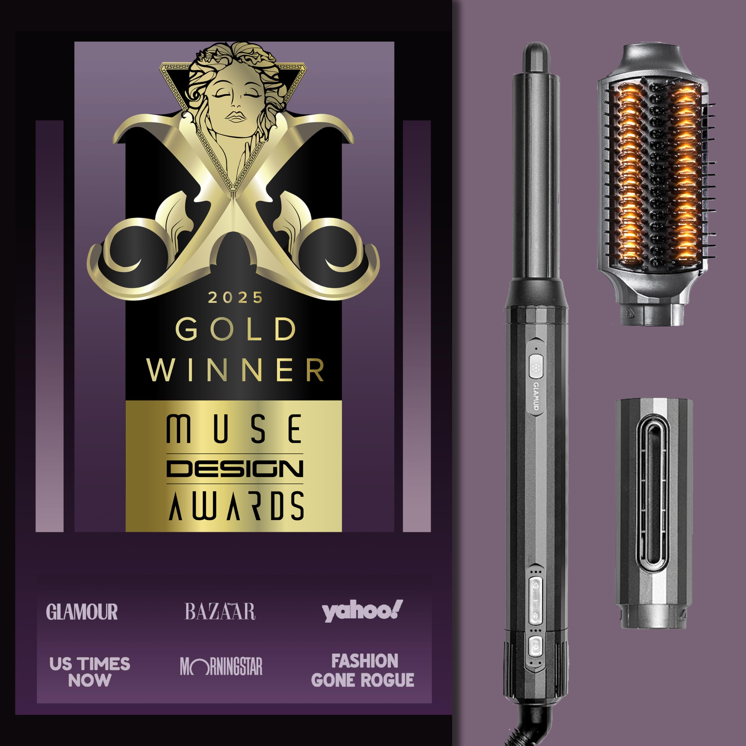 GlamUp FusionPro volumizer round brush lifts roots for voluminous blowouts