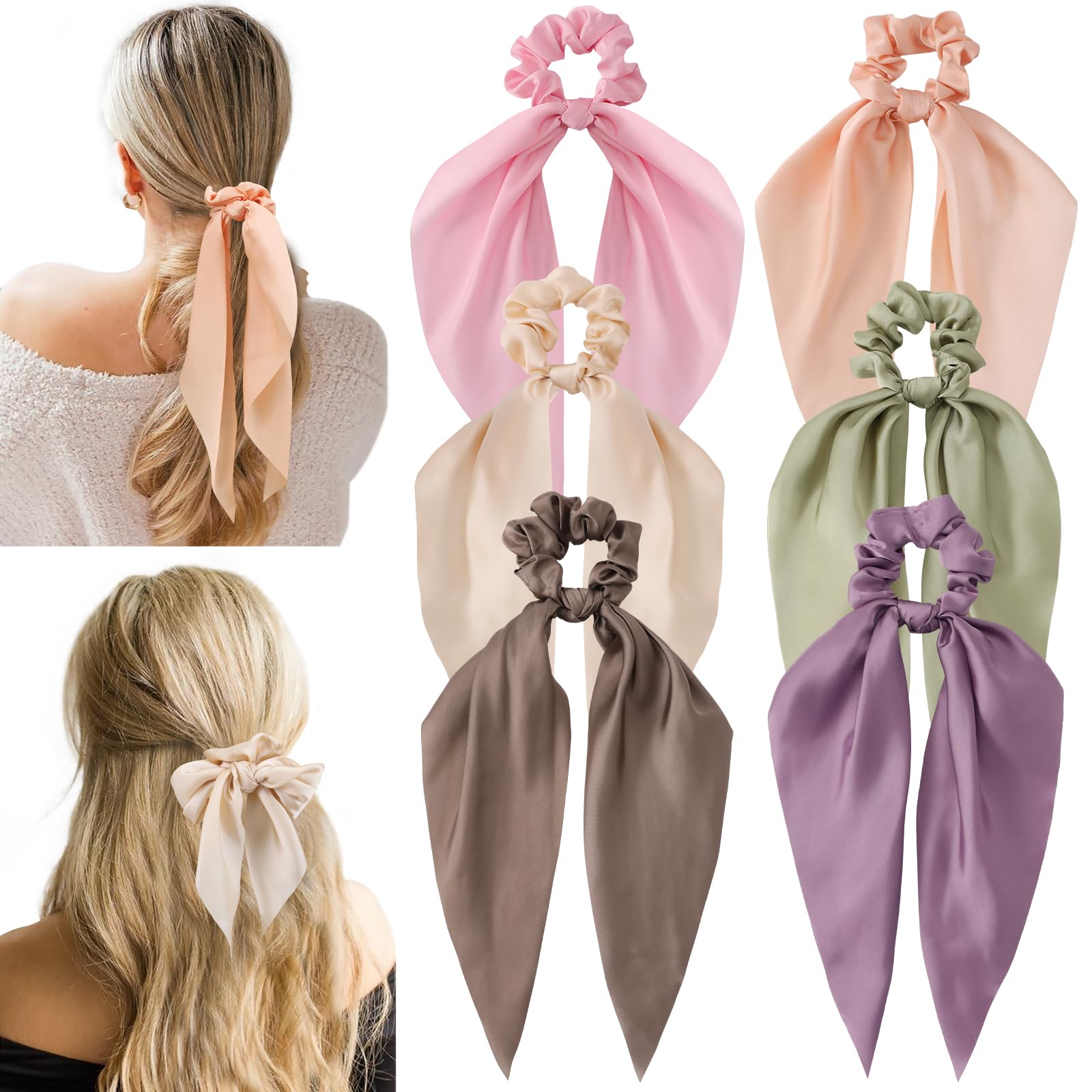 Glaudmeiss bow silk scrunchies color 1, soft satin for versatile styling and gentle wear