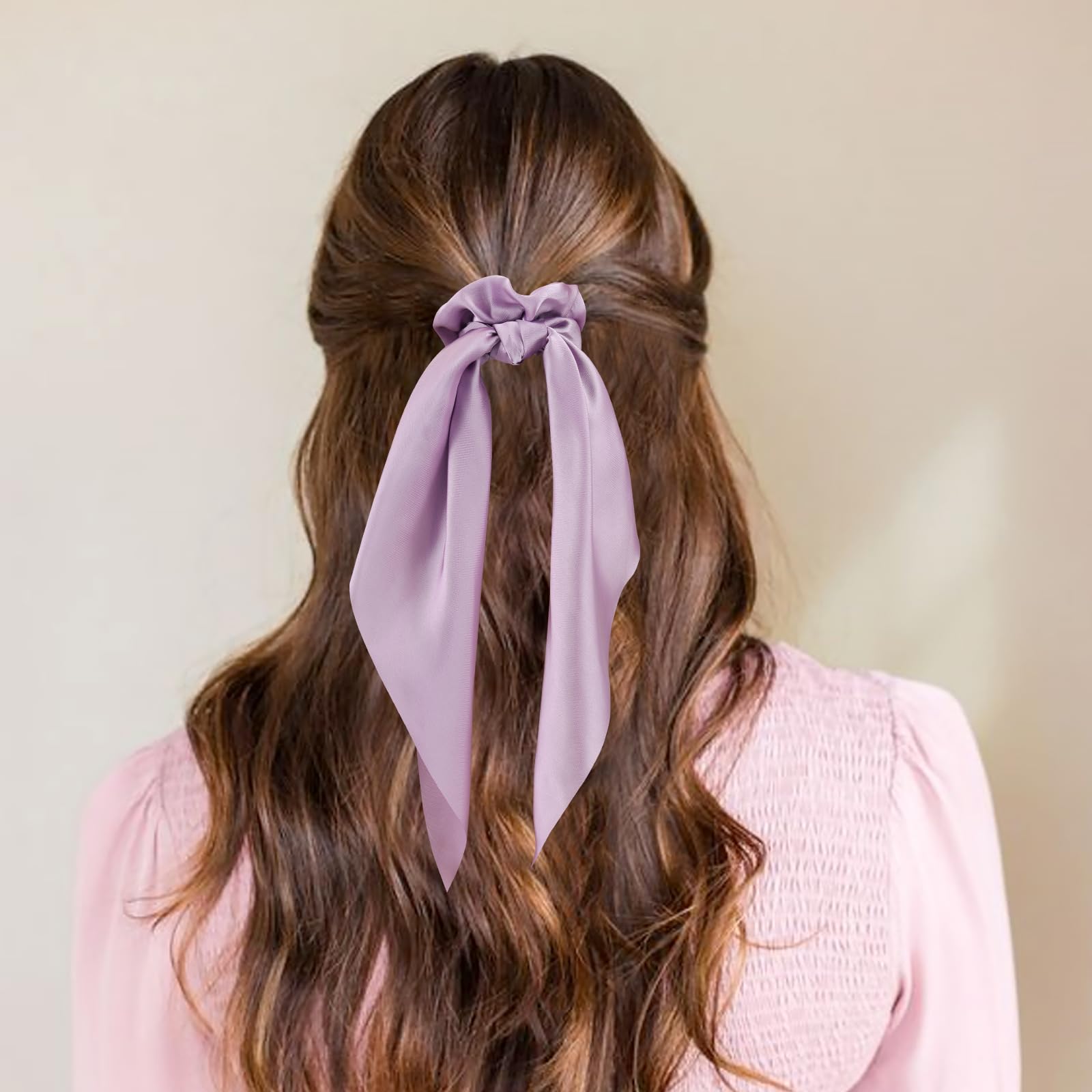 Glaudmeiss bow silk scrunchies color 2, hair-friendly grip and color coordination