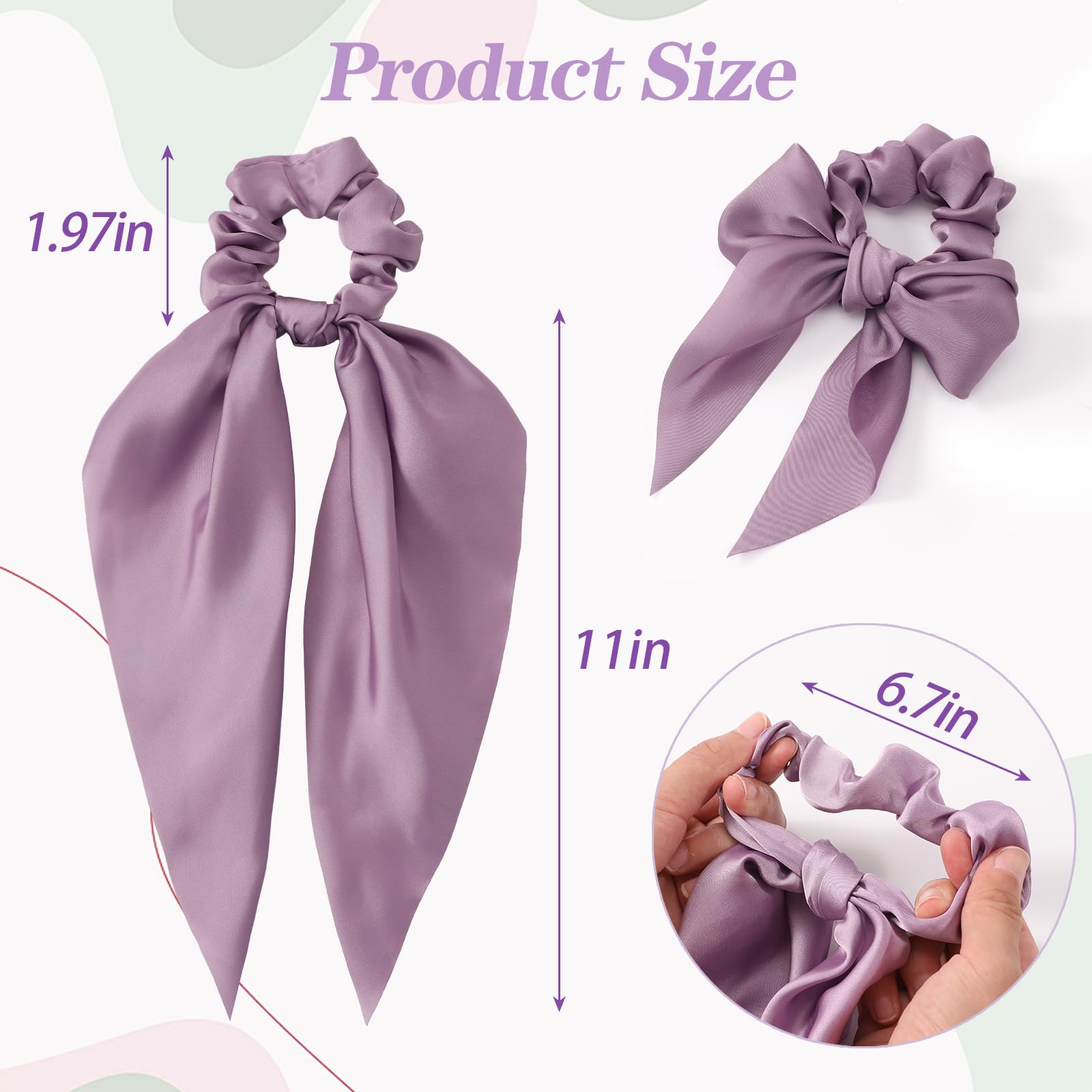 Glaudmeiss bow silk scrunchies color 3, easy removal without snagging