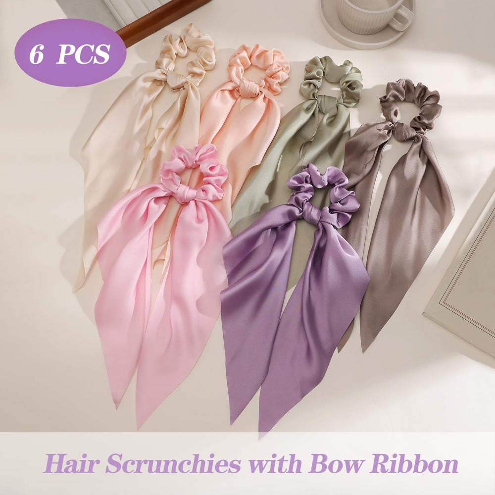 Glaudmeiss bow silk scrunchies color 5, flexible fit for secure wear