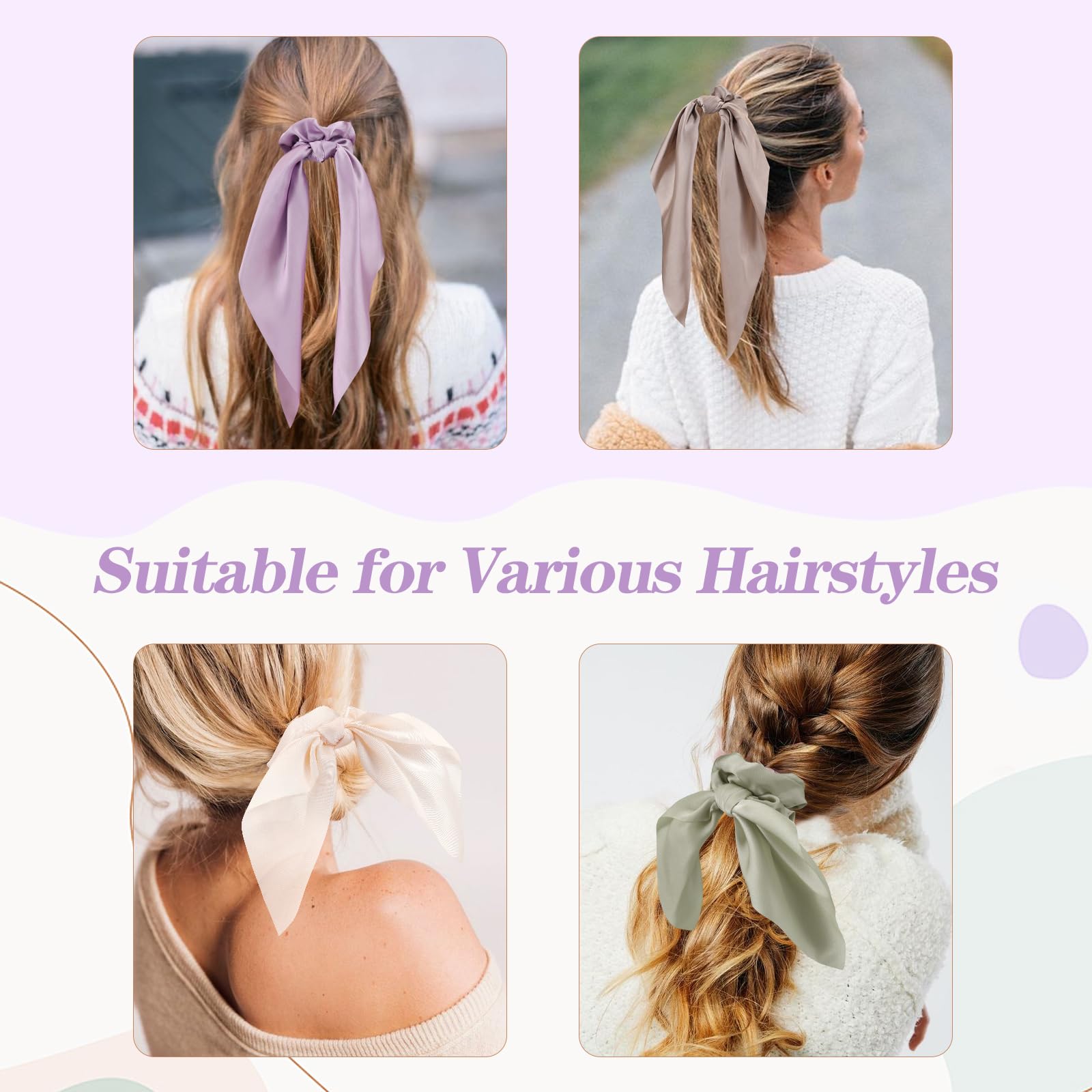 Glaudmeiss bow silk scrunchies color 6, ideal gift accent for fashion lovers