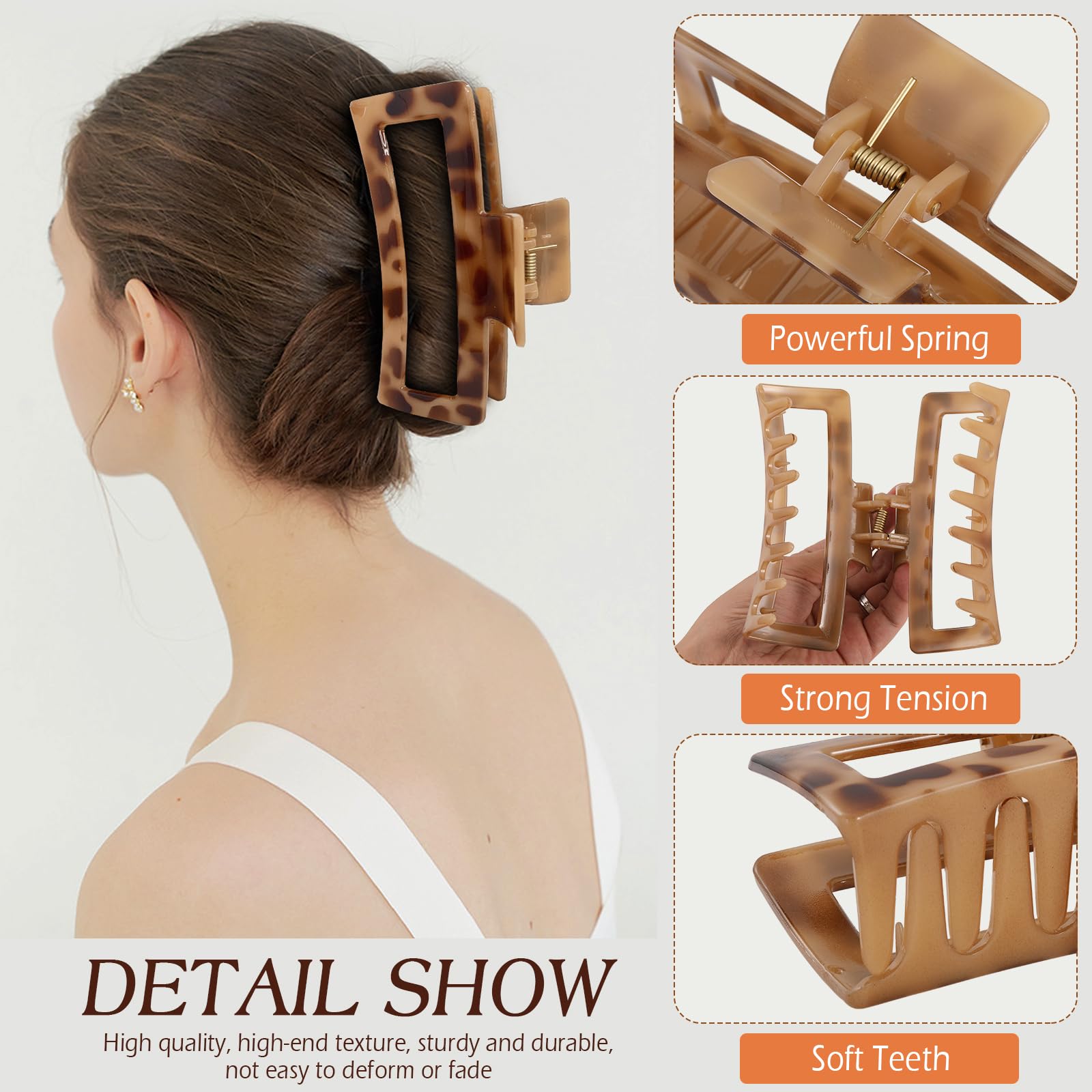 Glaudmeiss claw clip durable material close-up demonstrates long-lasting strength for thick hair