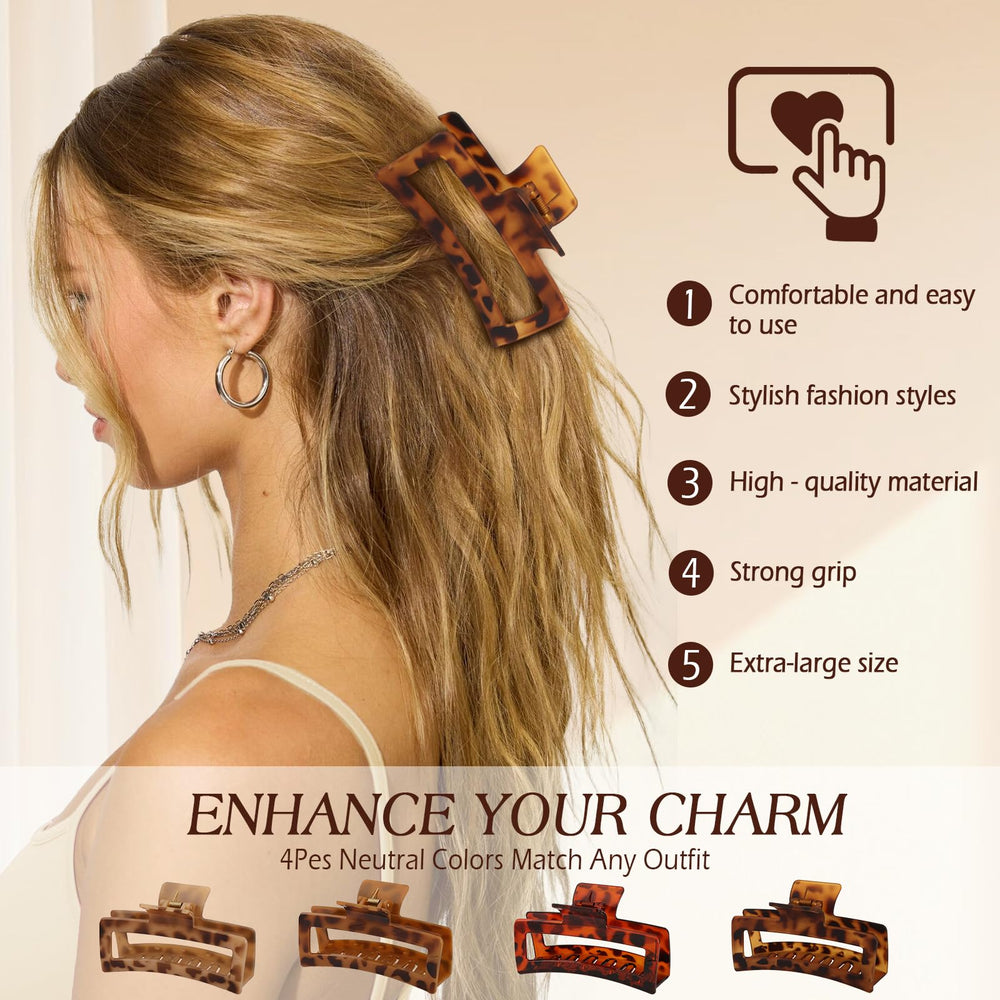 Glaudmeiss claw clip tortoise-shell side view highlights secure hold for long hair