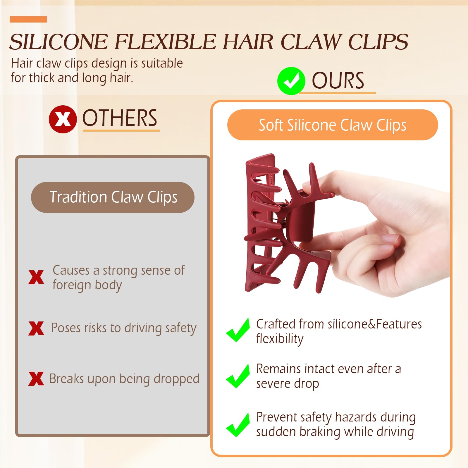 Glaudmeiss nonslip rectangle hair clip during workouts