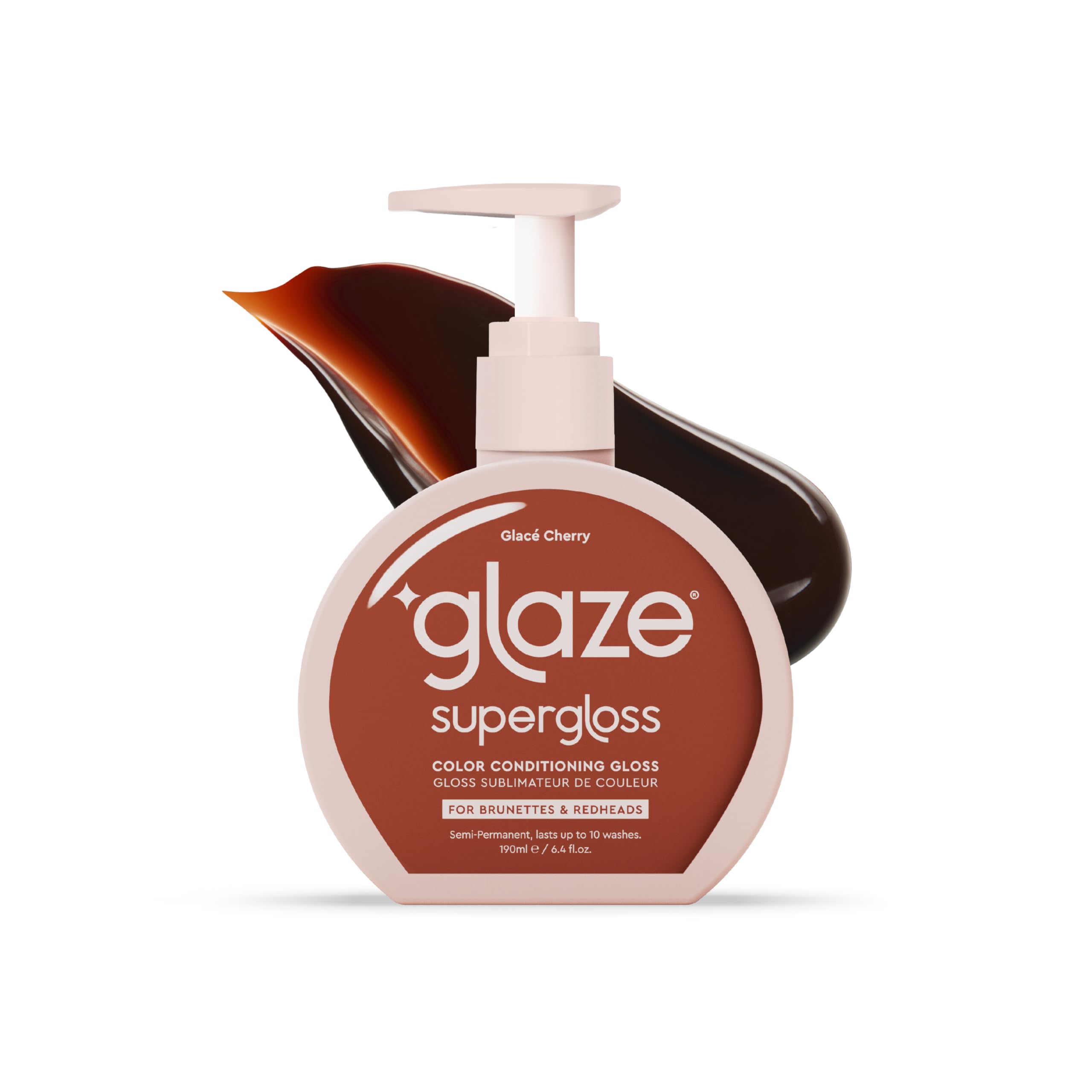 Glaze Supergloss bottle with dispensing pump for easy color maintenance and shine.