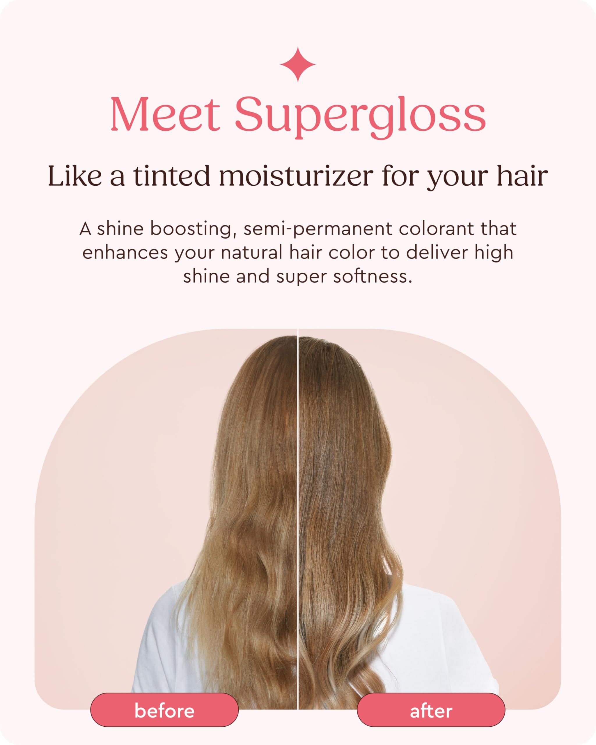 Glaze Supergloss bottle pour demonstrating instant color and moisture in one step
