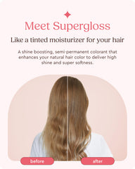 Glaze Supergloss bottle pour demonstrating instant color and moisture in one step
