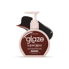 Glaze Supergloss Chocolate Gleam bottle with pump delivers hydrating color gloss for salon-refresh results