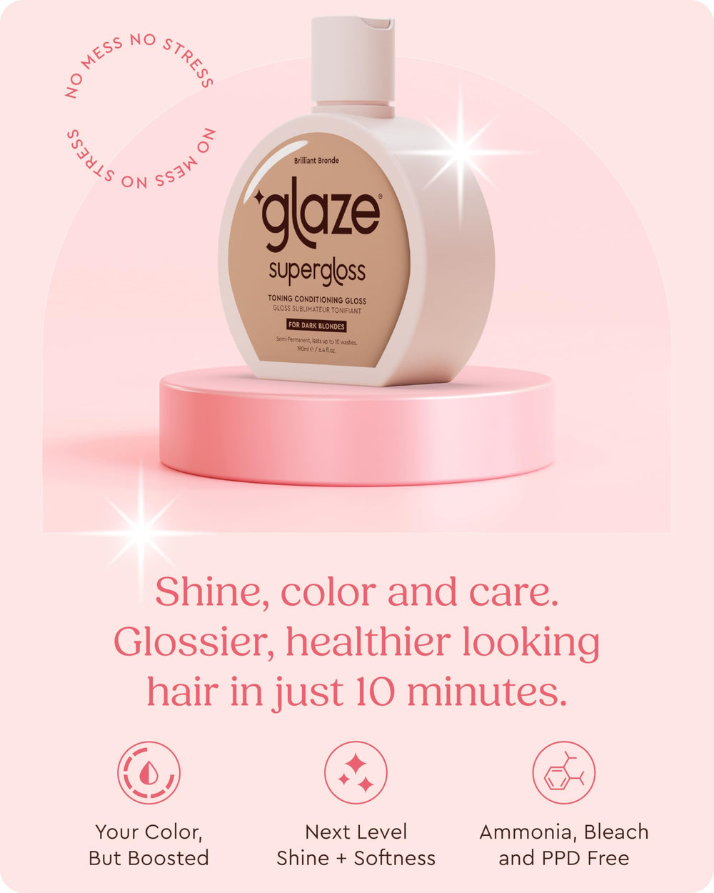 Glaze Supergloss color swatches show rich shade deposit for revitalized tones