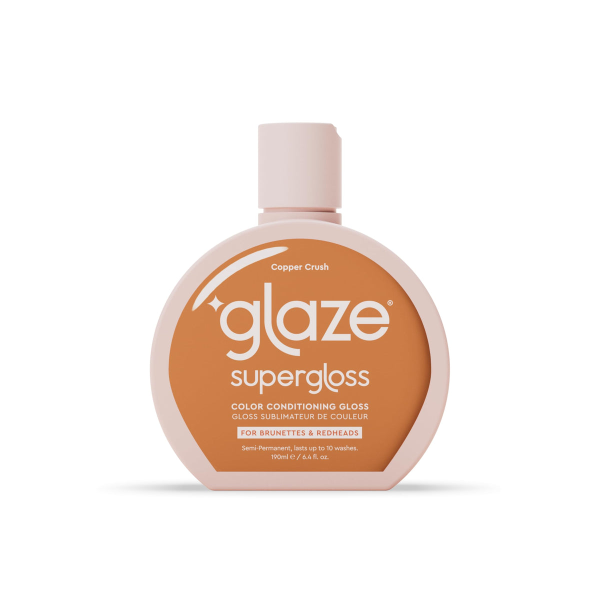 Glaze Supergloss Copper Crush bottle with dispensing pump for easy coverage and shine.