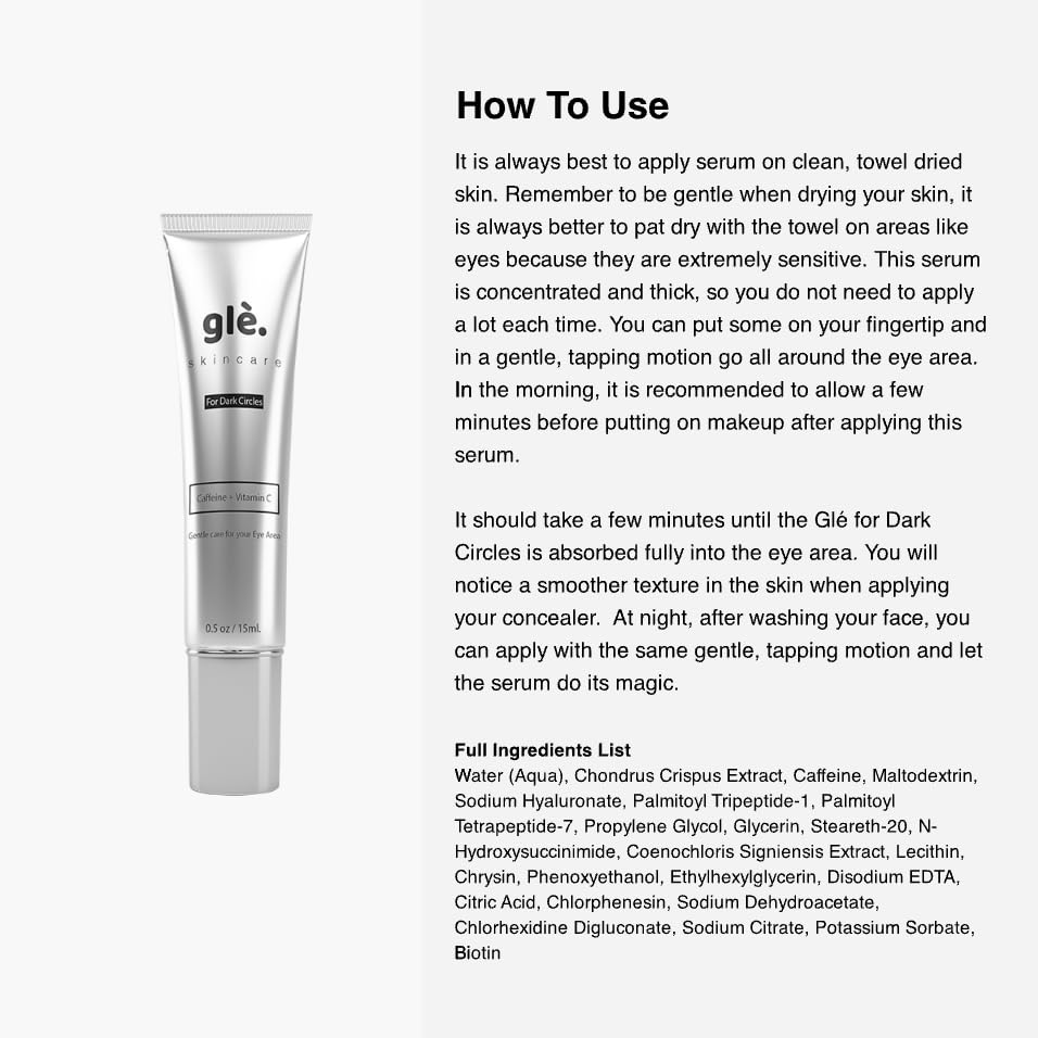 Gle Skincare Vitamin C Eye Serum with hyaluronic acid for plump, moisturized skin around eyes.