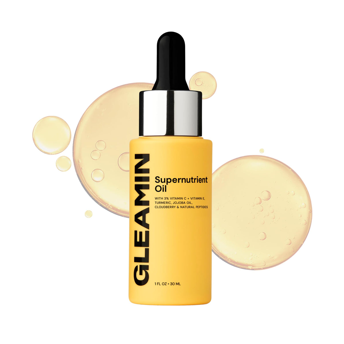 Gleamin Brightening Face Oil bottle showing radiant glow and hydration benefits
