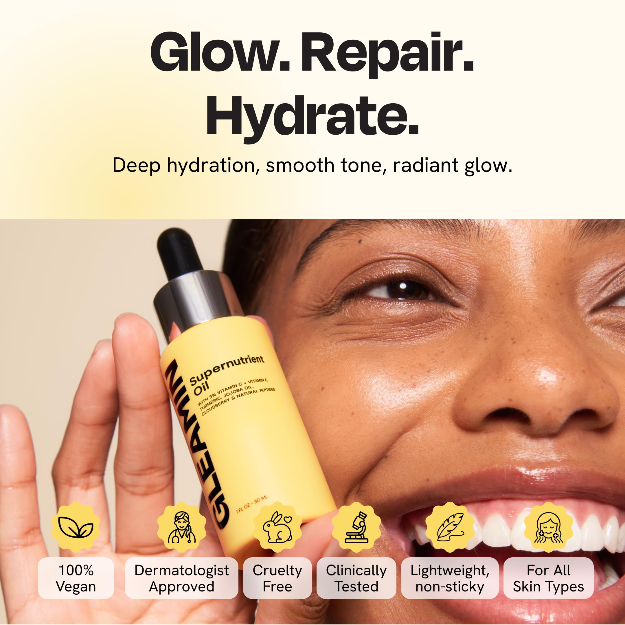 Gleamin Brightening Face Oil daily routine shot promotes consistent glow