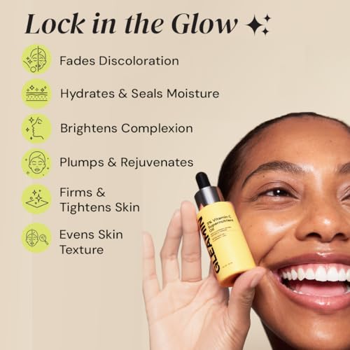 Gleamin Brightening Face Oil ingredient chart featuring cloudberry and turmeric