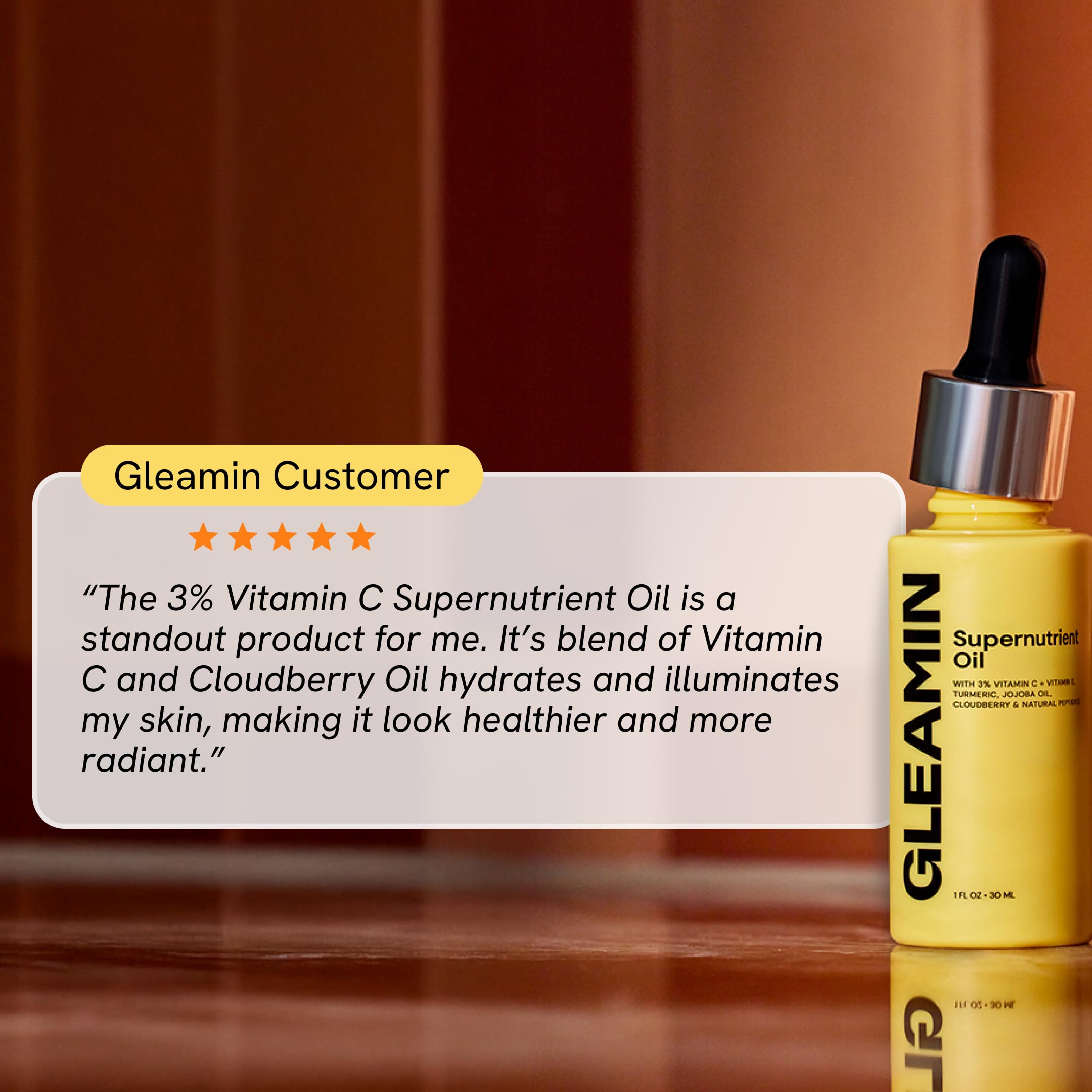 Gleamin Brightening Face Oil packaging date label helps track freshness