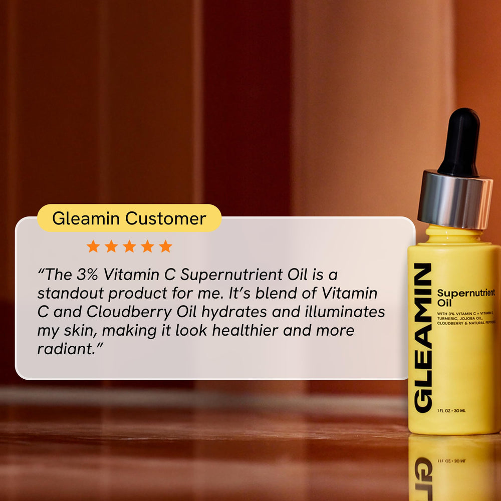 Gleamin Brightening Face Oil packaging date label helps track freshness