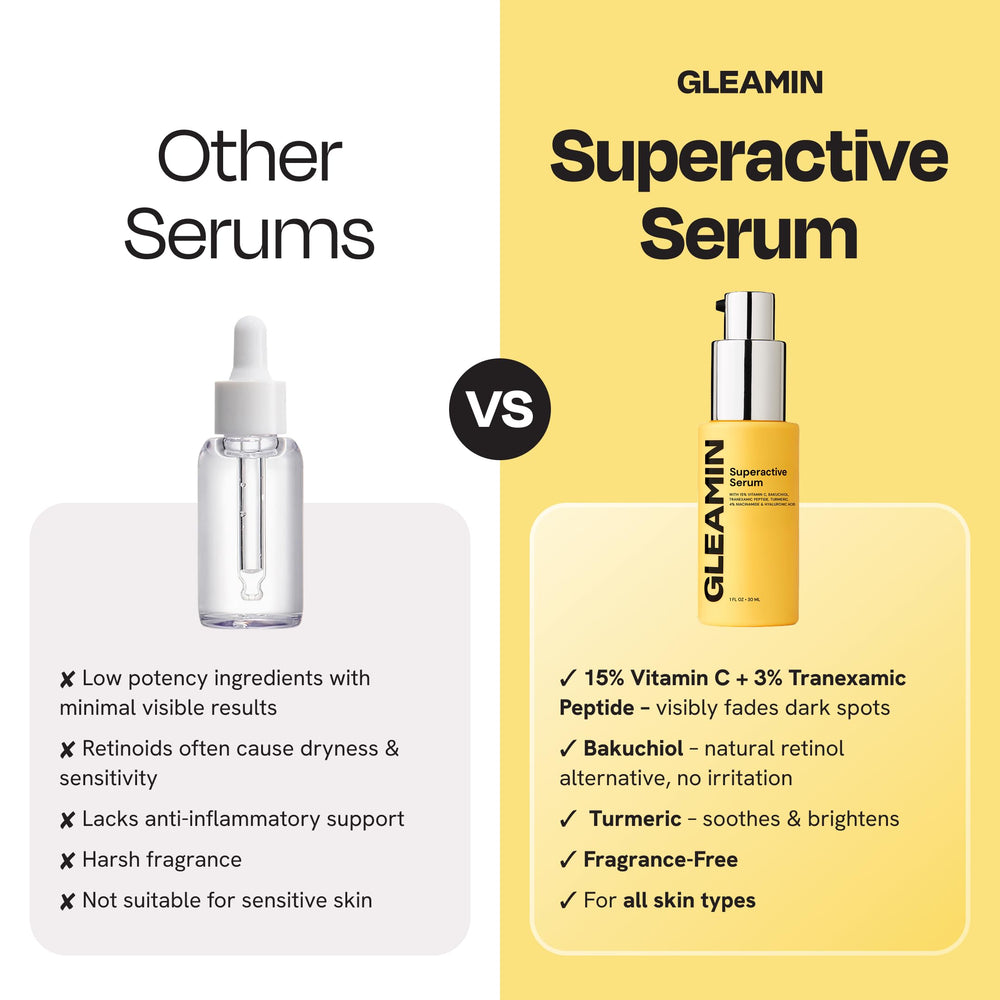 Gleamin serum with hyaluronic acid and niacinamide for hydration and smoother texture