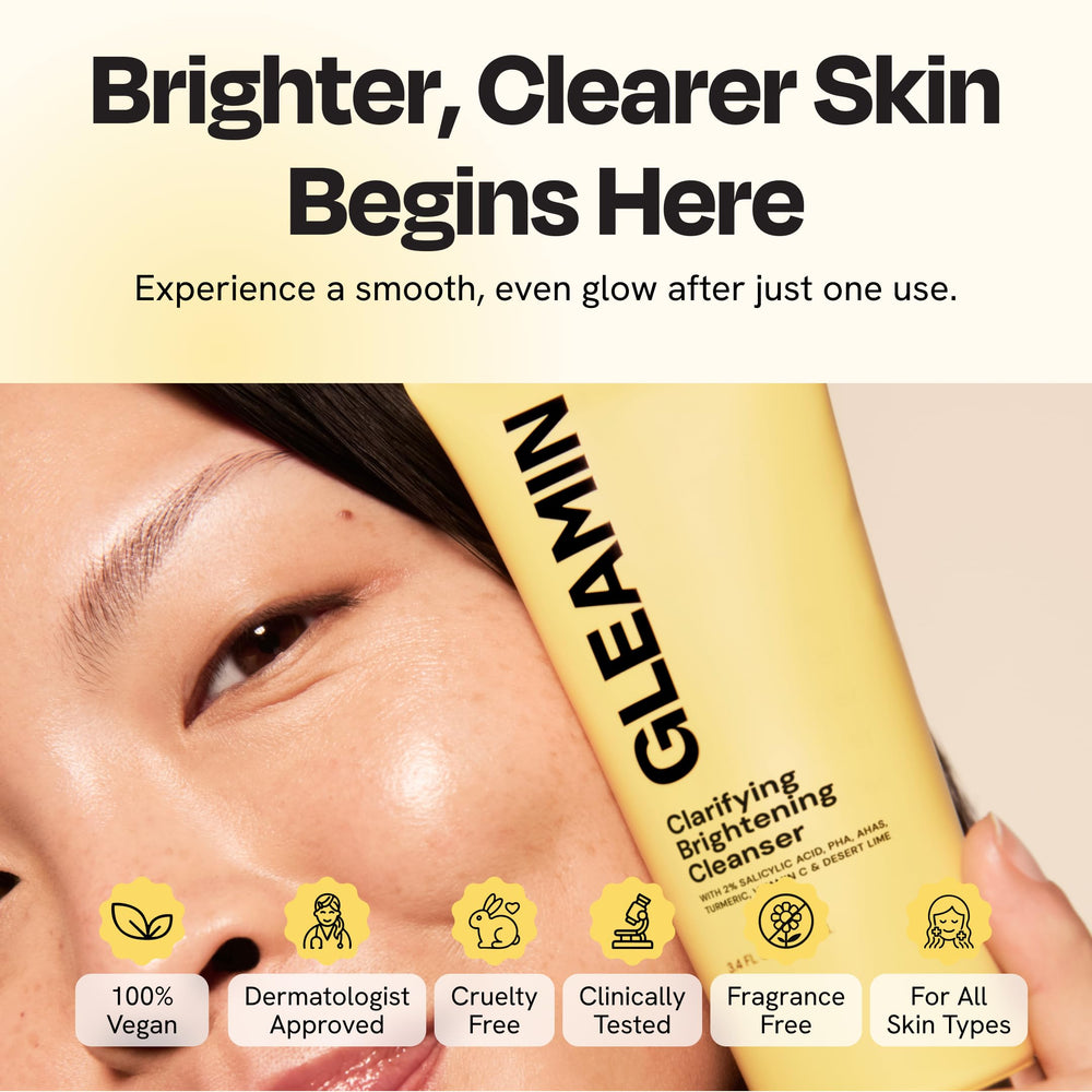 Gleamin vegan cruelty-free logo and product image
