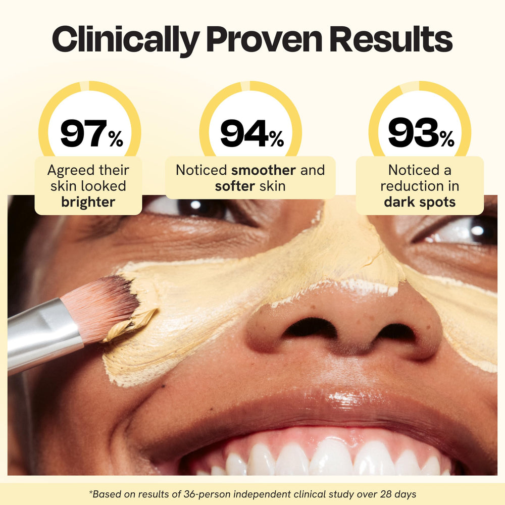 Gleamin mask drying on face helps refine pores and brighten tone.